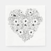Floral Anemone Black & Heart Blume Wedding Serviette (Vorderseite)
