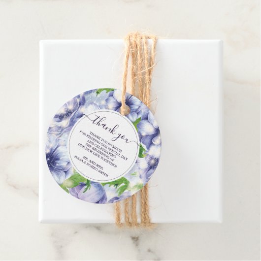 Floral Anemone Lila Wedding danke Geschenkanhänger (Beispiel)