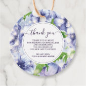 Floral Anemone Lila Wedding danke Geschenkanhänger (Vorderseite)