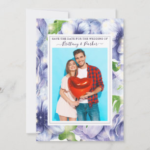 Floral Anemone Lila Wedding Foto Save The Date