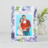 Floral Anemone Lila Wedding Foto Save The Date (Stehend Vorderseite)