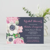 Floral Anemone Watercolor Baby oder Brautparty Einladung (Stehend Vorderseite)