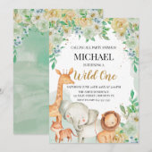 Floral animals birthday invitation custom einladung (Vorne/Hinten)