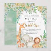 Floral animals birthday invitation custom  einladung (Vorne/Hinten)