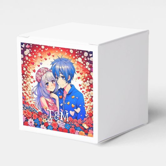 Floral Anime Thema Personalisierte Hochzeit Geschenkschachtel (Vorderseite)