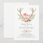 Floral Antlers Boho Brautparty Einladung (Vorne/Hinten)
