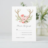 Floral Antlers Boho Wedding RSVP Karte (Stehend Vorderseite)