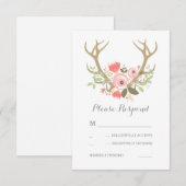 Floral Antlers Boho Wedding RSVP Karte (Vorne/Hinten)
