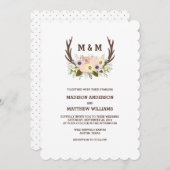 Floral Antlers | Einladung zur Hochzeit (Vorne/Hinten)