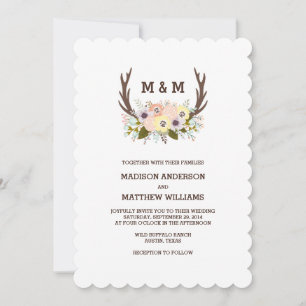 Floral Antlers   Einladung zur Hochzeit