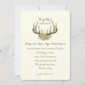 Floral Antlers Elegant Woodland Wedding Einladung (Vorderseite)