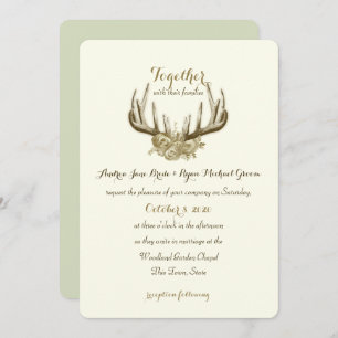 Floral Antlers Elegant Woodland Wedding Einladung