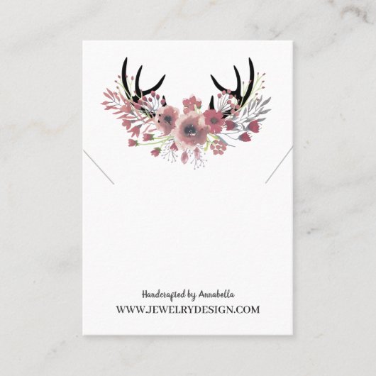 Floral Antlers Necklace Pendant Display Card Visitenkarte (Vorderseite)