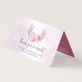 Floral Antlers Pink Gold Marmor Danke Karte