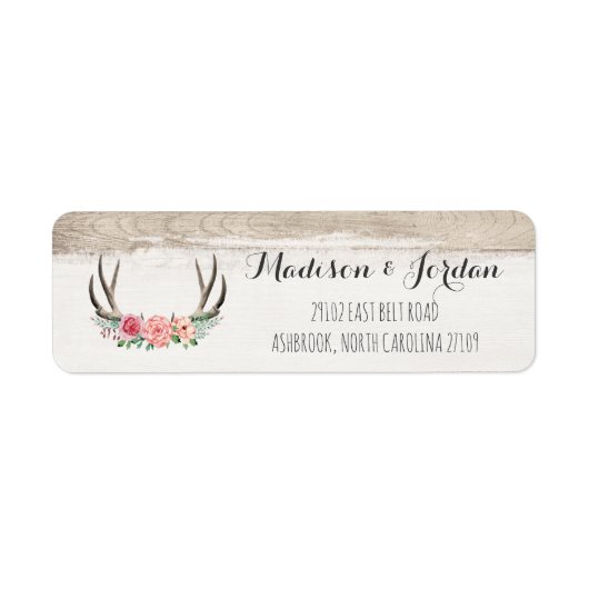 Floral Antlers Rustic Wood Custom Wedding (Vorne)
