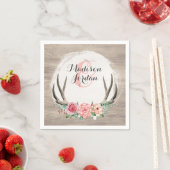 Floral Antlers Rustic Wood Wedding Personalisiert Serviette (Beispiel)