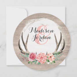 Floral Antlers Rustikale Hochzeit Personalisiert L Einladung