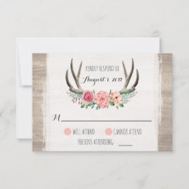 Floral Antlers Rustikale Hochzeit Personalisierte  RSVP Karte