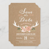 Floral Antlers Save the Date (Vorne/Hinten)