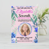 Floral Any Age Birthday Einladung (Stehend Vorderseite)