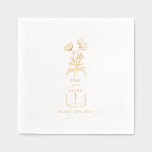 Floral Apothekary Bottle Wedding Servietten Mit Folie (Vorderseite)