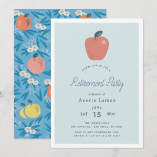 Floral Apple Blue Teacher Retirement Einladung