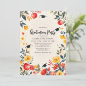 Floral Apple Lehrer Graduation Party einladen Einladung (Stehend Vorderseite)