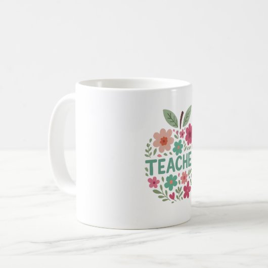 Floral Apple Lehrer Wertschätzung Kaffeetasse (Vorderseite Links)