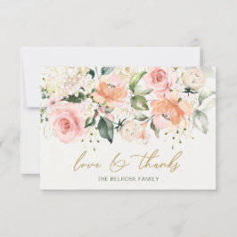 Floral Apricot Pink Roses Baby Dusche Vielen Dank  Dankeskarte