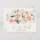 Floral Apricot Pink Roses Baby Dusche Vielen Dank  Dankeskarte (Vorne/Hinten)