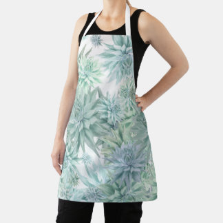 Floral Apron – Soft Blues & Greens on White Schürze