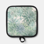 Floral Apron – Soft Blues & Greens on White Topflappen (Vorderseite)