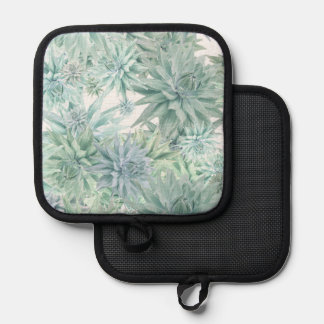 Floral Apron – Soft Blues & Greens on White Topflappen