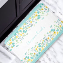 Floral Aqua Blau Gelbe Wildblumen Familienname
