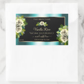 Floral Aquamarin Black Gold Produktkennzeichnungen Rechteckiger Aufkleber (Tasche)
