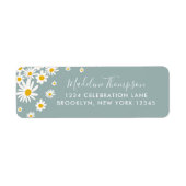 Floral Aquamarin Daisy Blume Elegantes Script Labe (Vorne)