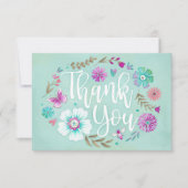 Floral Aquarell Aquamarin Flasche Danke Karte (Vorderseite)