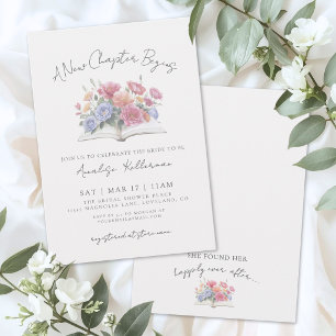 Floral-Aquarell-Buch-Hochzeitsdusche Einladung