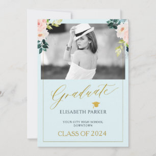 Floral Aquarell Elegantes Foto Abschluss Ankündigung