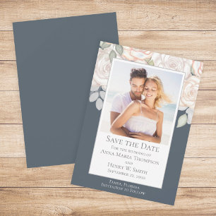Floral Aquarell Grün Save the Date Grau Einladung
