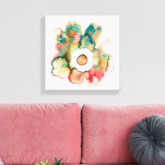 Floral Aquarell handgezeichnete abstrakte Leinwand (Insitu (Wohnzimmer))