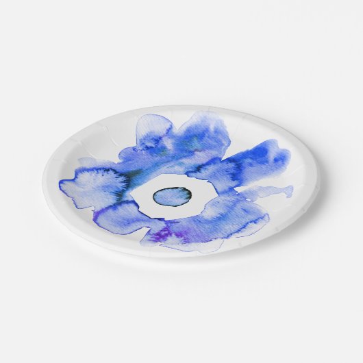 Floral Aquarell handgezeichnetes abstraktes Kunstp Pappteller (Schrägansicht)