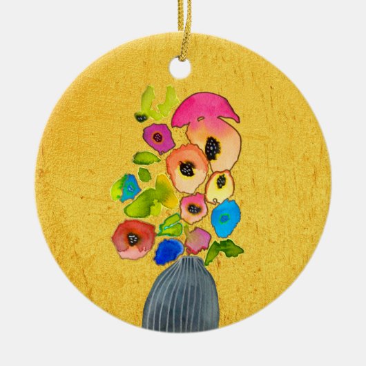 Floral Aquarell Moderne Blume Kunst Keramik Ornament (Vorne)