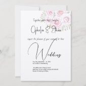 Floral Aquarell Moderne Typografie Hochzeit Einladung (Vorderseite)