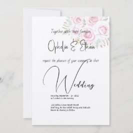 Floral Aquarell Moderne Typografie Hochzeit Einladung