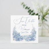 Floral Aquarell Moderne Typografie Hochzeit Save The Date (Stehend Vorderseite)