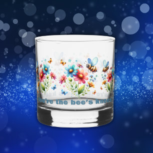 Floral-Aquarell-Monogramm Sie sind die Knie der Bi Whiskyglas