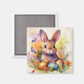 Floral Aquarell Niedlich Ostern Bunny Magnet (Vorderseite/Rückseite)