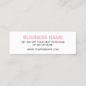 Floral Aquarell Trendrosa Rosa Discount-Karte Mini Visitenkarte (Rückseite)