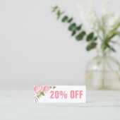 Floral Aquarell Trendrosa Rosa Discount-Karte Mini Visitenkarte (Stehend Vorderseite)